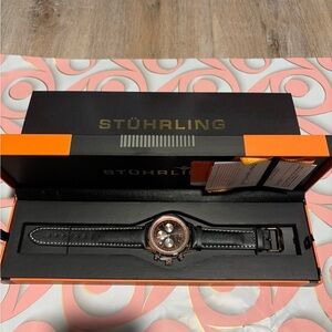 Stuhrling Original Black and Rose Gold Men's Watch